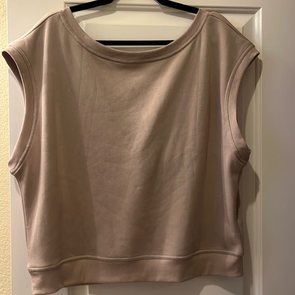 ANTHROPOLOGIE MAEVE BLACK BOW-BACK MUSCLE TEE NUDE LARGE - Picture 4 of 10